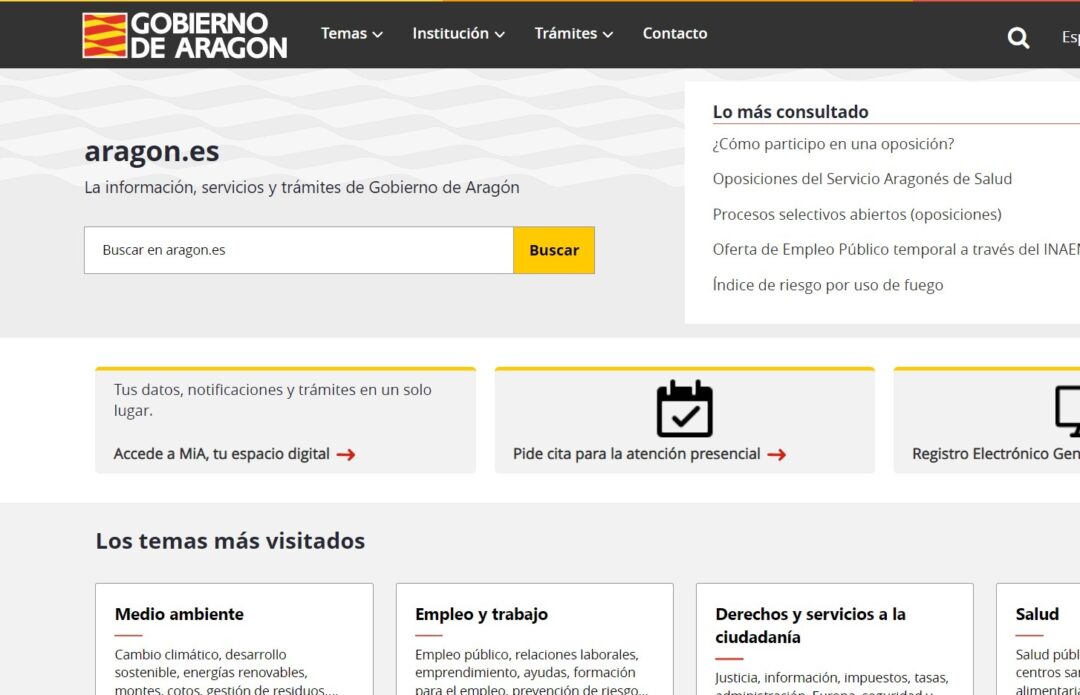 Adaptación a un lenguaje inclusivo de la web del Gobierno de Aragón